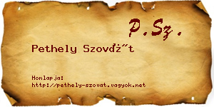 Pethely Szovát névjegykártya